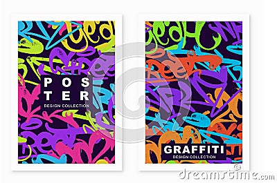 graffiti background with spray letters, bright colored lettering tag Vector Illustration