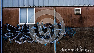 Graffiti blue tag Barnstaple devon Editorial Stock Photo