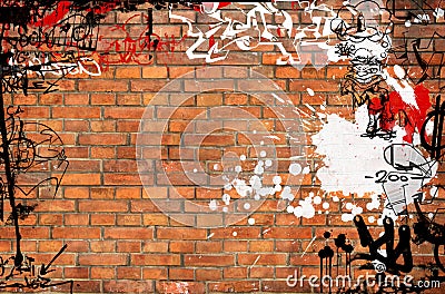 Graffiti brick wall Stock Photo