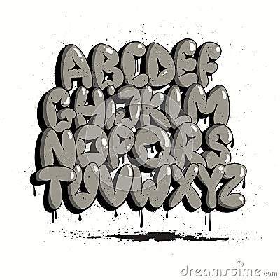 Graffiti Bubble Alphabet. Bubble letters. Graffiti font, typography set. Vector Illustration