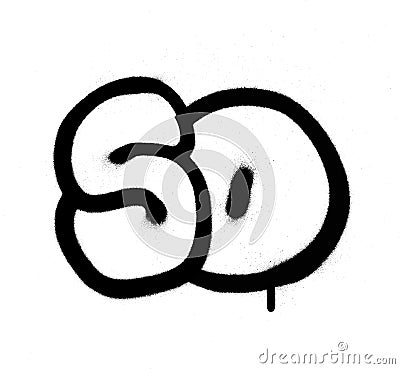 Graffiti bubble number 50 fifty in black over white Vector Illustration