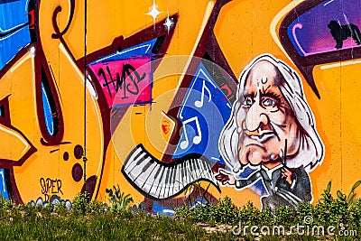 Graffiti Composer Franz Liszt Bayreuth Editorial Stock Photo