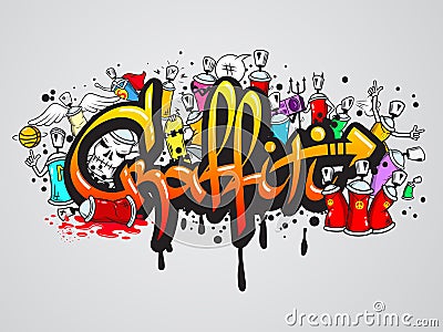 Graffiti characters composition print Vector Illustration