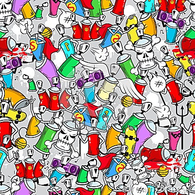 Graffiti characters seamless pattern Vector Illustration