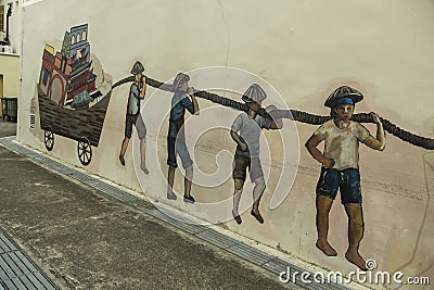 Graffiti in Chinatown district in Singapore Editorial Stock Photo