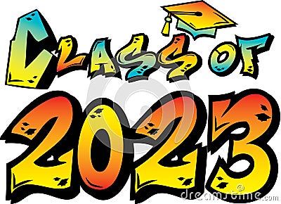 Colorful Graffiti Class of 2023 Vector Illustration