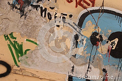 Graffiti covered wall Stock Photo