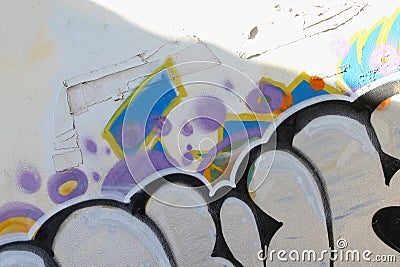 Graffiti covered wall Stock Photo