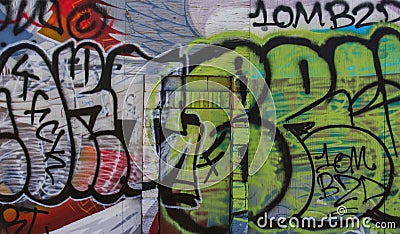 Graffiti covered wall Editorial Stock Photo