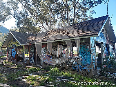 Graffiti on abandoned building Editorial Stock Photo