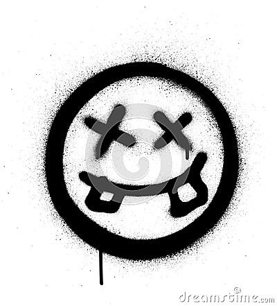 Graffiti crazy dude icon sprayed in black over white Vector Illustration