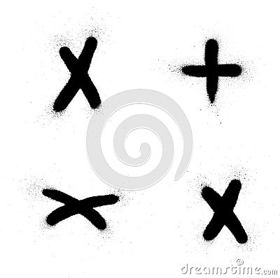 Graffiti cross plus x sign sprayed in black on white Vector Illustration