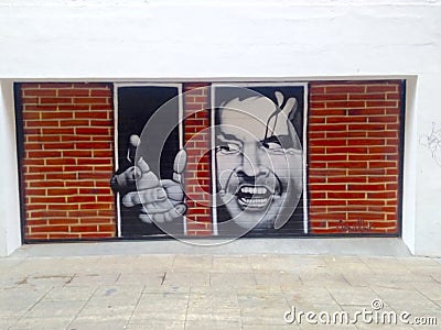 Graffiti depicting Jack Nicholson in the movie The Shining Editorial Stock Photo