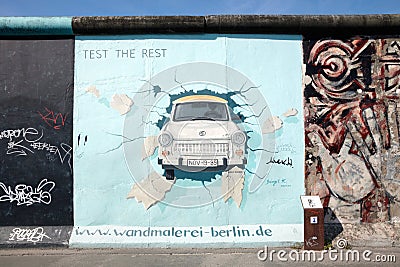 Graffiti at East side Gallery, Berlin Editorial Stock Photo