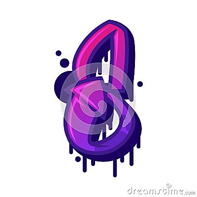 Graffiti Eight Number and Purple Bold Numeral Vector Illustration Vector Illustration