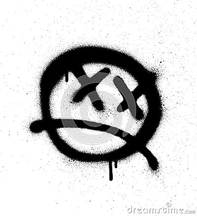 Graffiti emoticon face sprayed in black on white Vector Illustration