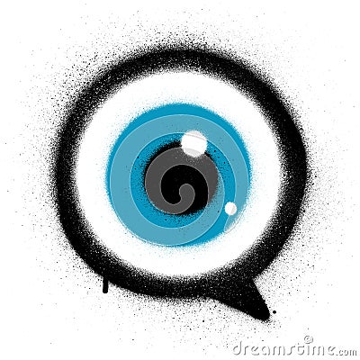 Graffiti eyeball sprayed in black text balloon Vector Illustration