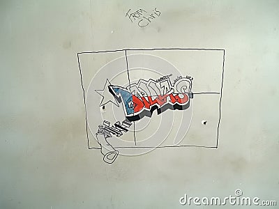 Graffiti in a Sadaam-era building in Baghdad Editorial Stock Photo