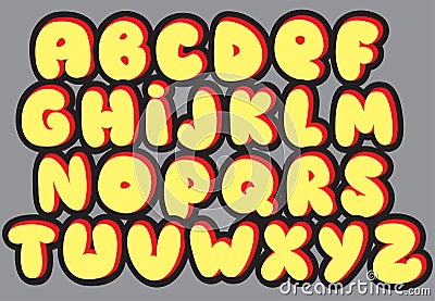 Graffiti font alphabet different letters. Vector Vector Illustration