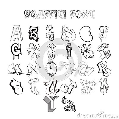 Graffiti font alphabet letters. Hip hop Graffiti design Vector Illustration