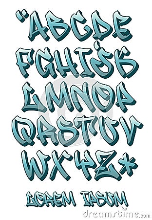 Graffiti font 3D- Hand written - Vector alphabet Vector Illustration