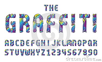 Graffiti fonts alphabet letter. numbers vector illustration. Vector Illustration