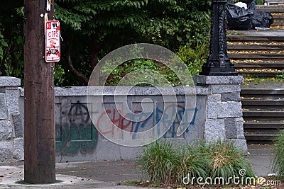 Graffiti in former CHAZ on Capitol Hill on July 1, 2020 Editorial Stock Photo