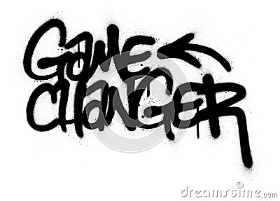 Graffiti game changer text sprayed in black over white Vector Illustration