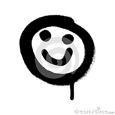Graffiti grunge emoji with black ond white colour Vector Illustration