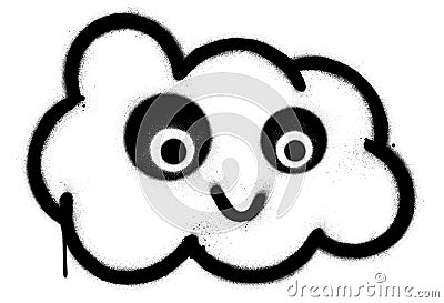 Graffiti happy cloud cartoon sprayed in black over white Vector Illustration