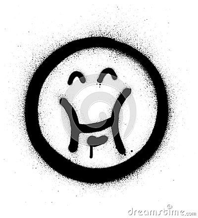 Graffiti happy fat icon sprayed in black over white Vector Illustration