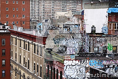 Graffiti house wall Editorial Stock Photo