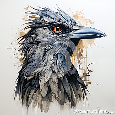 Graffiti-inspired Crow Illustration With Australian Motifs Cartoon Illustration