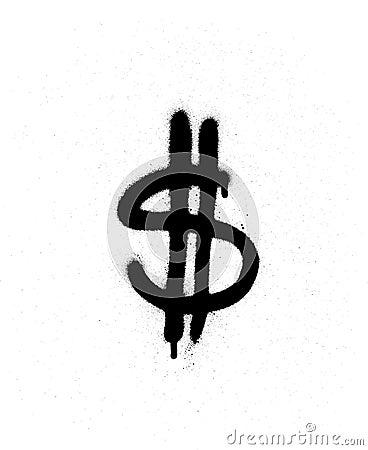 Graffiti leaking dollar $ sign in black over white Vector Illustration