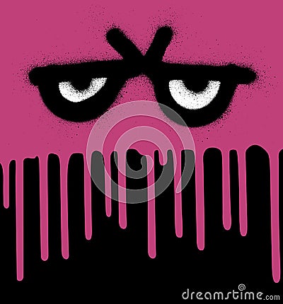 Graffiti leaking monster in pink and black Vector Illustration