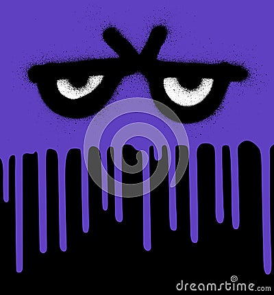 Graffiti leaking monster in purple and black Vector Illustration