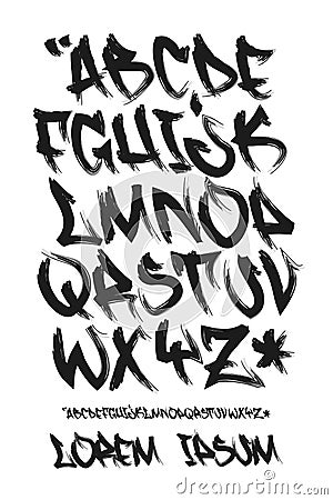 Graffiti marker font - Hand written - Vector alphabet Vector Illustration