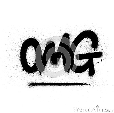 Graffiti omg abbreviation sprayed in black fat fonts Vector Illustration