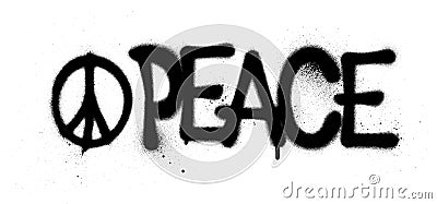 Graffiti peace word and symbol sprayed in black Vector Illustration