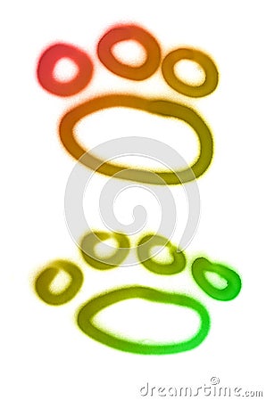 Graffiti pet& x27;s paw sign sprayed on white isolated background Stock Photo