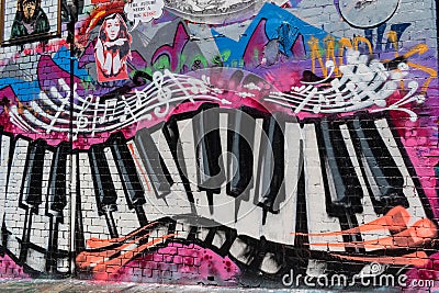 Graffiti of a piano keyboard Editorial Stock Photo