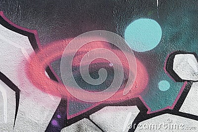 Graffiti pink oval stroke wall background Stock Photo