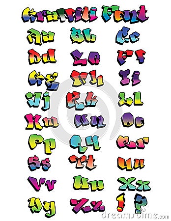 Graffiti Rainbow Font Vector Illustration