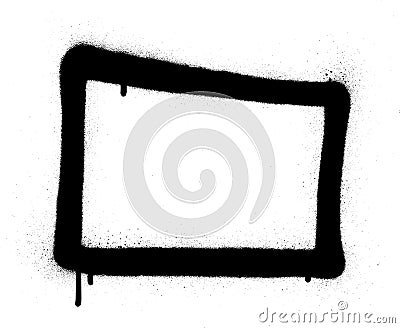 Graffiti rectangle grunge frame in black over white Vector Illustration