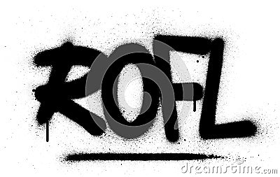 Graffiti ROFL abbreviation sprayed in black over white Vector Illustration