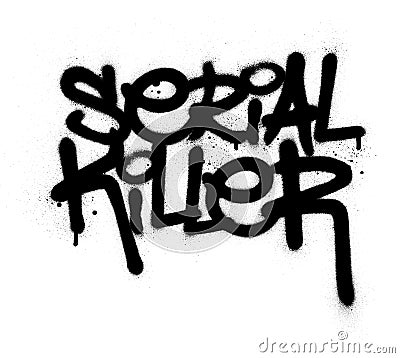 Graffiti serial killer text in black over white Vector Illustration