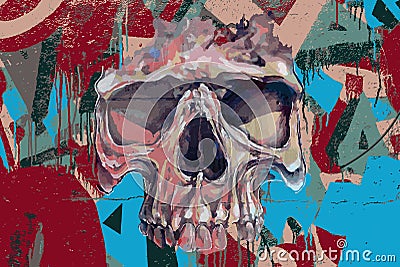 Graffiti skull on fire Vector Illustration