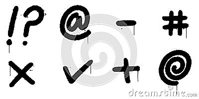 Graffiti spray curse symbols with over spray in black over white. vector illustration Vector Illustration