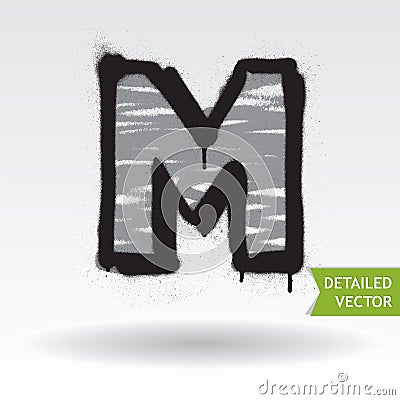 Graffiti alphabet. Letter M. Highly detailed vector font Vector Illustration