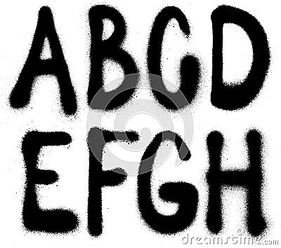 Graffiti spray paint font type (part 1) alphabet Vector Illustration